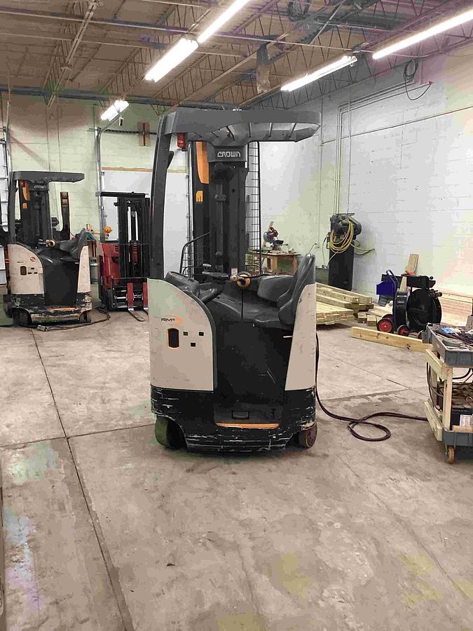 Rear view showing counterweight and mounted safety lighting