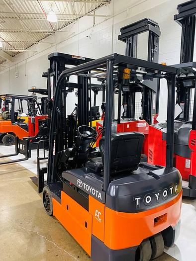 Refurbished SOLD – 2017 Toyota 8FBE20U | Electric Forklift | 218" Triple Mast | CSA Certified | Brampton Deployment Completed