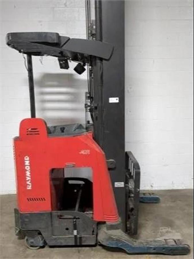 Refurbished 2016 Raymond 750-R45TT electric reach truck with CSA certification and new paint deployed in Mississauga for narrow aisle warehouse operations