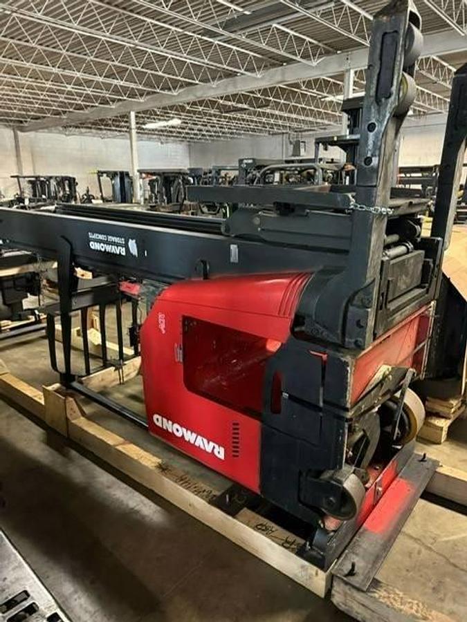 Refurbished 2011 Raymond 772-R45TT electric reach truck with CSA certification and new paint deployed in Mississauga for narrow aisle warehouse operations