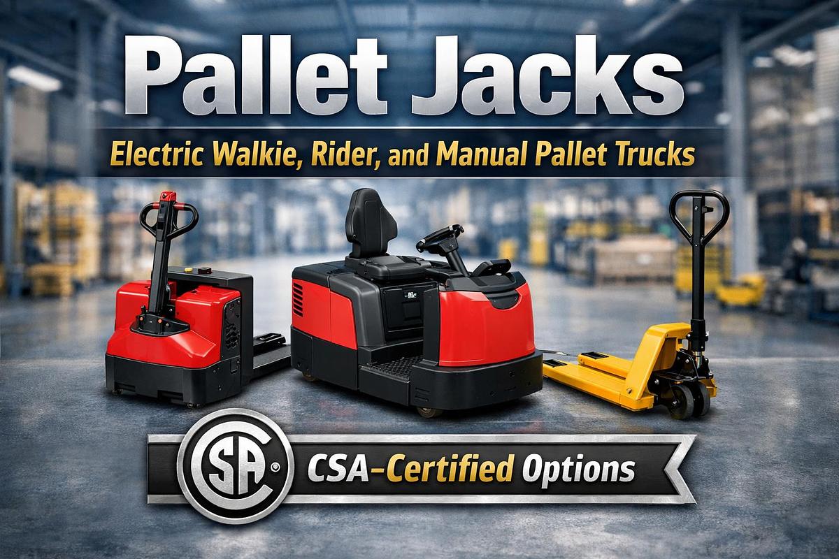  Electric walkie pallet jack moving a pallet in a warehouse aisle