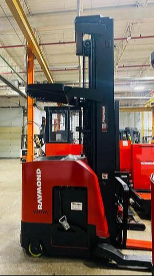 Raymond 750-R45TT CSA reach truck Brampton 4500 lb 301” triple mast side shift single reach battery extra freezer-ready indoor export