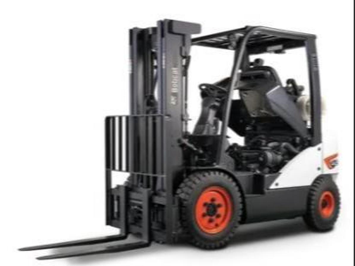 CSA-Certified 5,000 lb Bobcat G25E-7 Propane Forklift with Triple Mast, Side Shift, and Solid Pneumatic Tires Delivered to Brampton ON