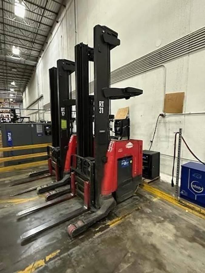 Refurbished 2014 Raymond 750R45TT electric reach truck with CSA certification and new paint deployed in Mississauga for narrow aisle warehouse operations