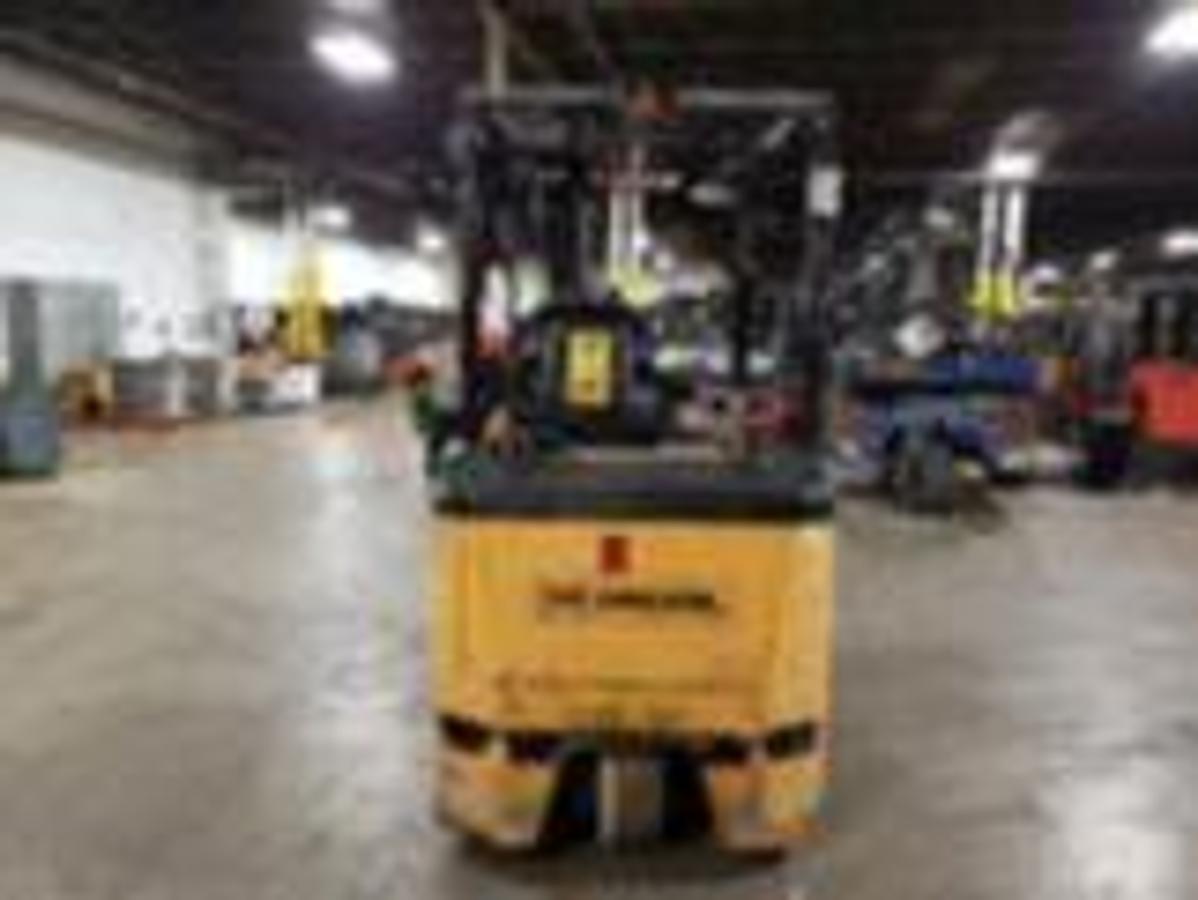 Rear view showing counterweight and mounted safety lighting