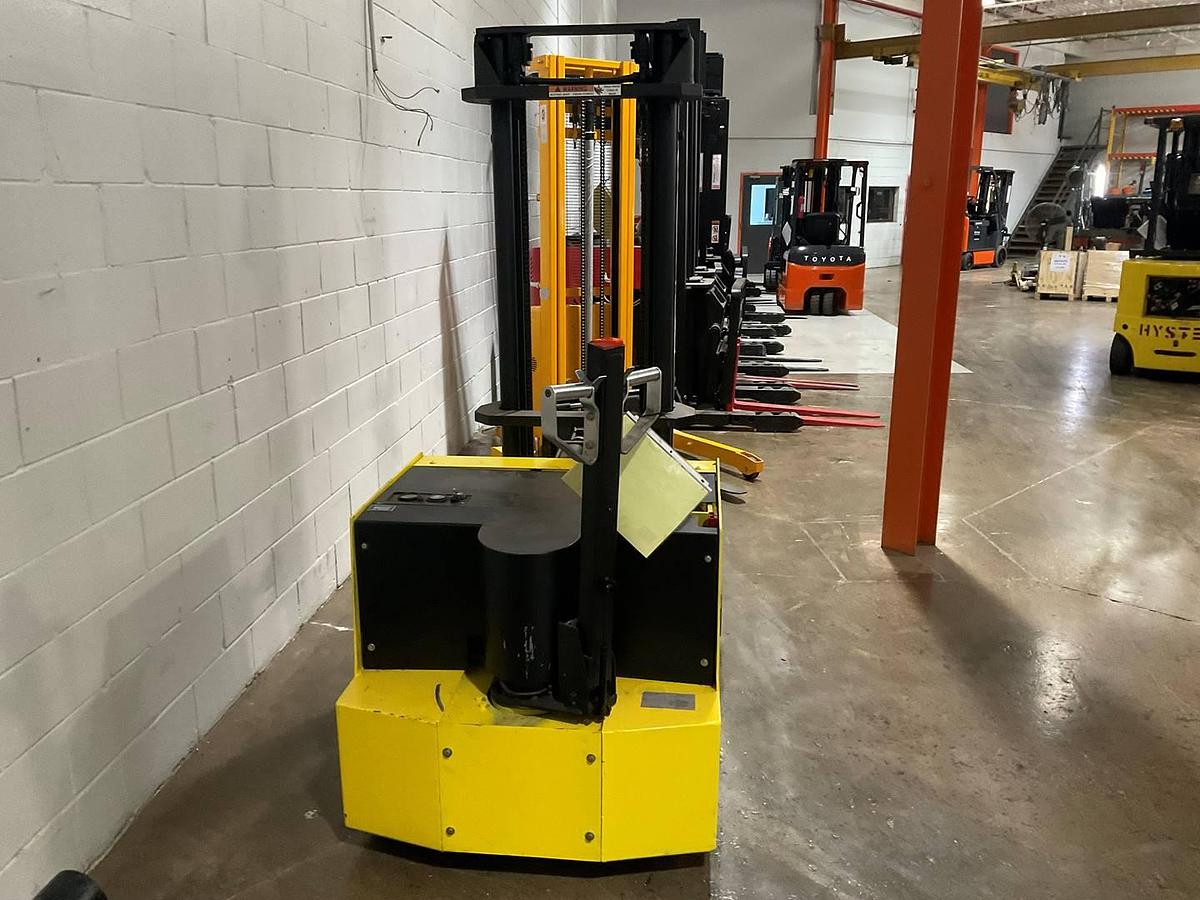 Lift Dynamics K20 – rear view – counterweight, tiller handle, charger port – electric walkie forklift – Brampton ON