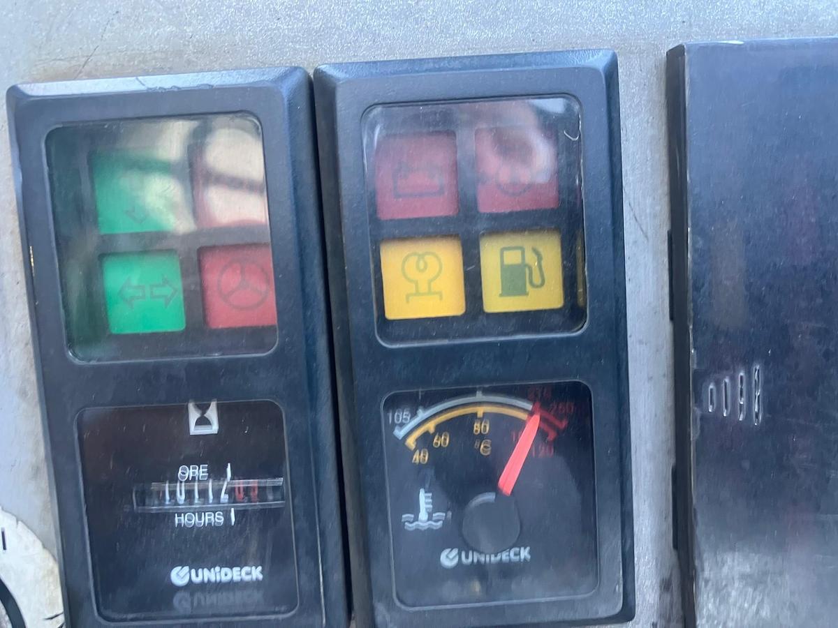 Combilift CB6000 – dash close-up – hour meter display, warning lights, ignition panel – propane multi-directional forklift – Brampton ON