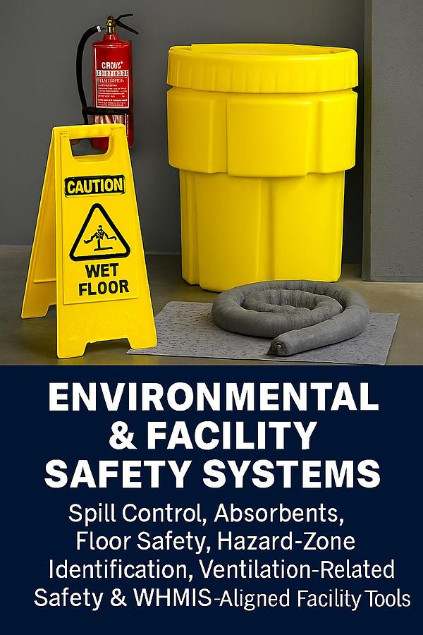 CSA‑approved environmental and facility safety systems for spill control and hazard‑zone protection.