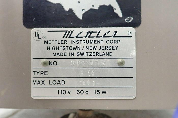 Used Mettler Instrument Type H 10 Analytical Balance Scale