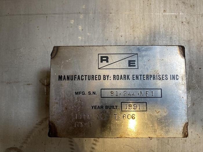 Used Roark Industries approximately 10,000 gallon SS vertical tank