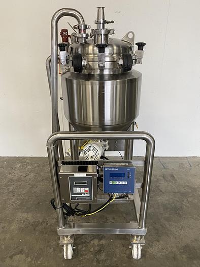 Used T&C 50 Liter Stainless Steel 45 PSI Jacketed Reactor w/ Agitator & Load Cells