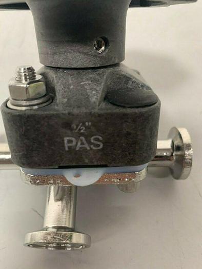 Used ITT Pure-Flo .5-316L-RA20MAX-CWP150 3-way Diaphragm Valve w/ 1/2" Sanitary Fit