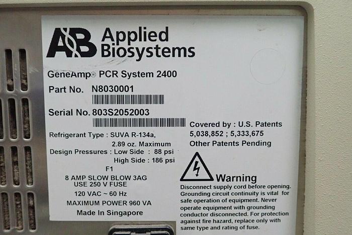 Used ABI Applied Biosystems N8030001 Gene Amp PCR System 2400 Thermal Cycler