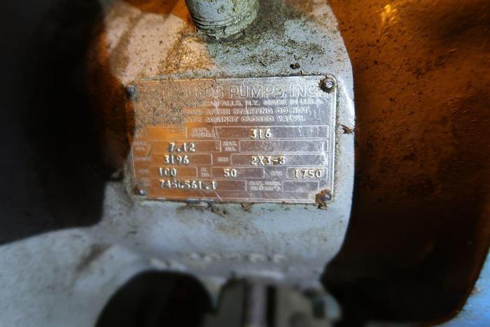 Used GOULDS 3196 2X3-8 S/S CENTRIFUGAL PUMP 30HP