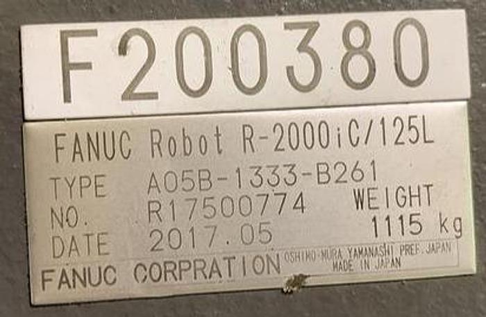 Used FANUC R2000iC/125L 6 AXIS CNC ROBOT WITH R30iB CONTROLLER, IR VISION, 125KG X 3,100 MM H REACH