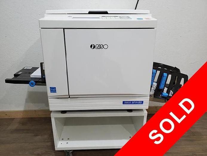 Used Riso SF9450 Digital Duplicator with Network Print, Black Print Cylinder and Stand. Only 383K Meter!