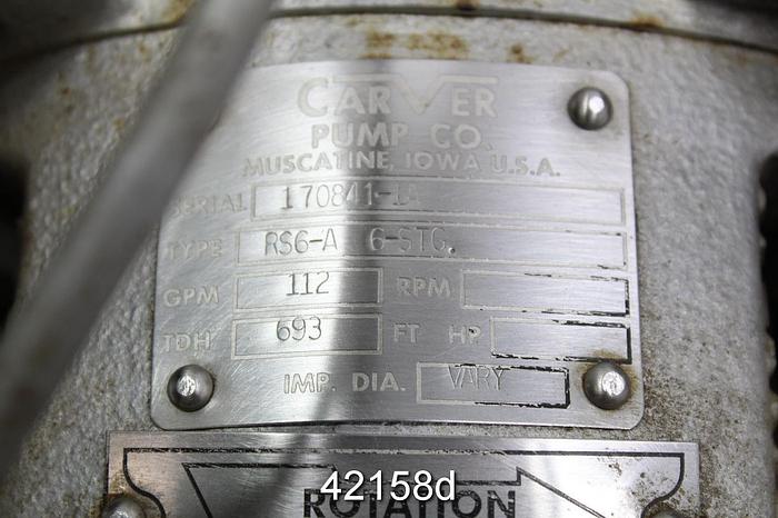 Used Carver Rs6-a 6-stg 2x3 6-Stage High Pressure Pump #42158