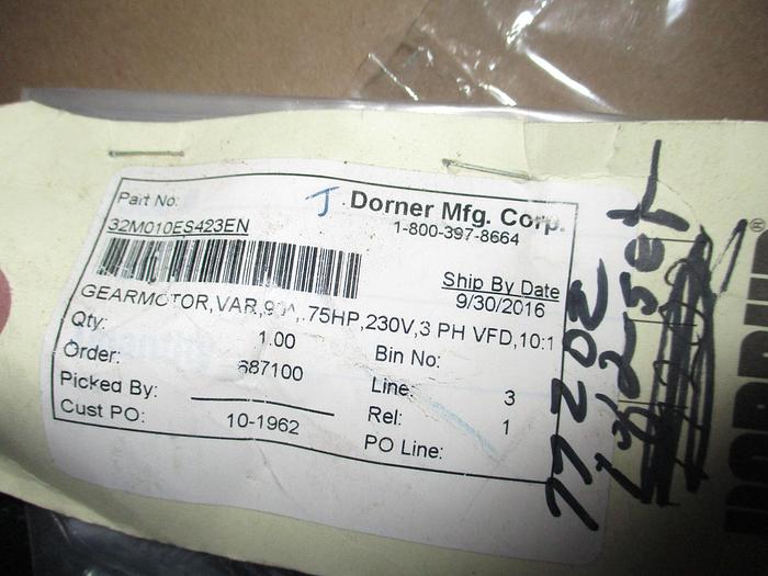 Used DORNER MOTVARIO 32MO10ES 90 DEGREE GEAR DRIVE