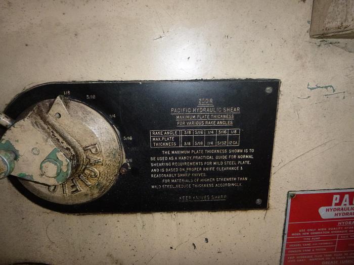 Used 16' x 1/4" Pacific Hydraulic shear