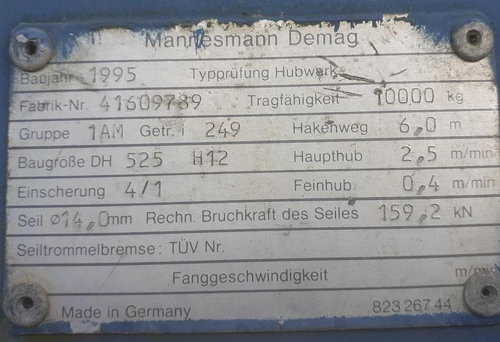 Usado Ponte rolante DEMAG de 10 ton