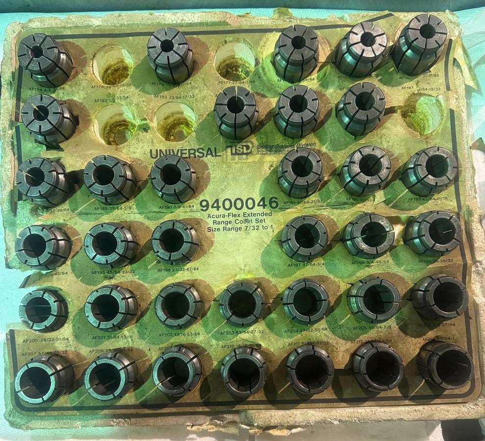 Used Collet Set (Universal TDS #9400046) Acura-Flex Extended Range - Size 7/32" - 1" (missing 5 pieces)