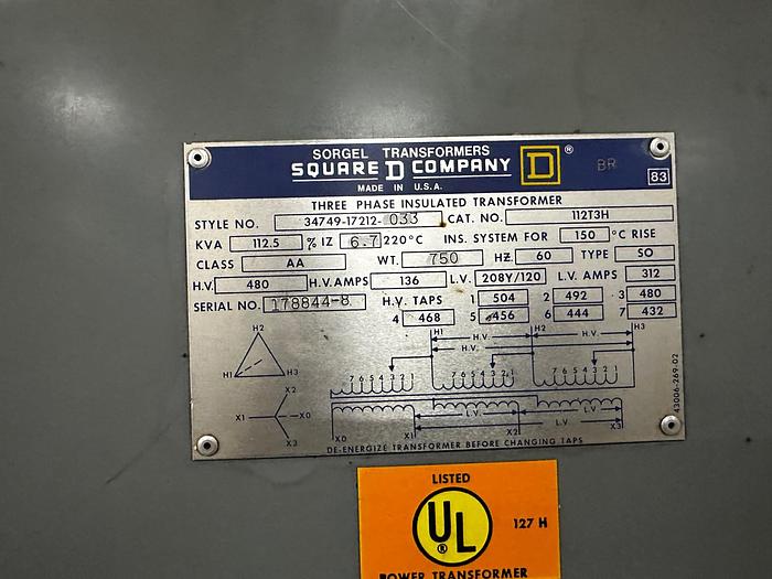 Used 112.5 kVA Transformer