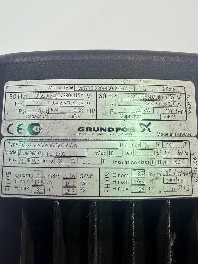 Used Grundfos Pump A-96960976-P1-1301