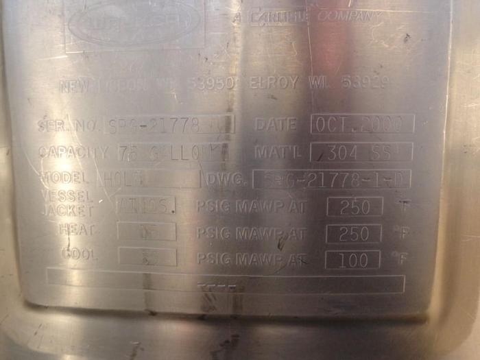 Used Tank, 75 Gallon, 304 S/st, Jkt, Walker, DT/CB #S743307