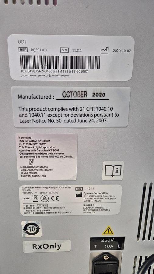 D'occasion Analyseur d'hématologie SYSMEX XN-550 & XN-530