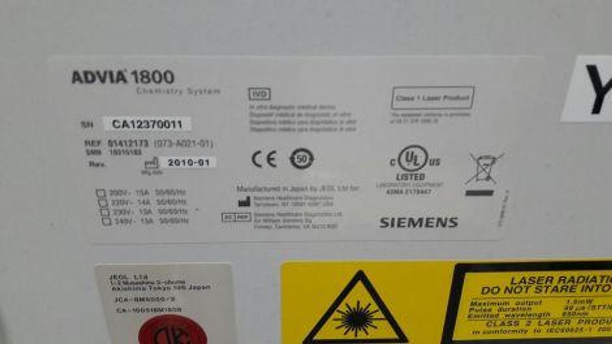 Used For Sale SIEMENS ADVIA 1800 Chemistry Analyzer