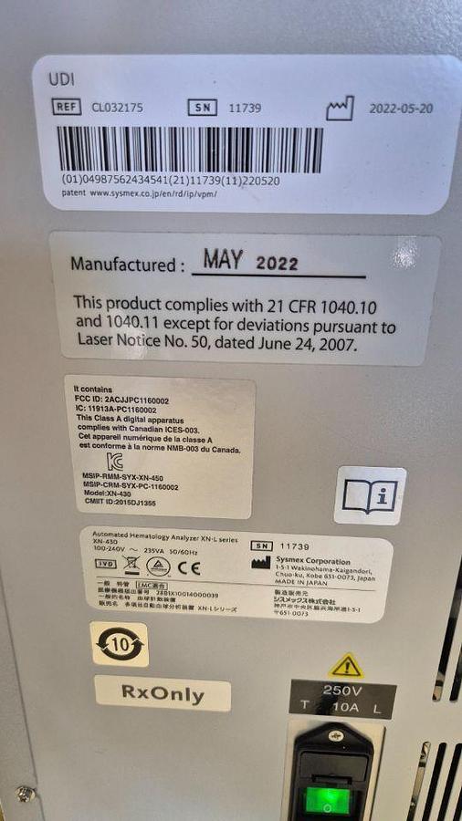 D'occasion SYSMEX XN-430 Analyseur d'hématologie