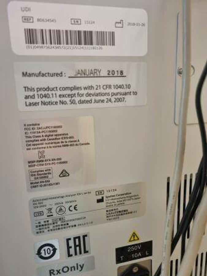 Usado En venta SYSMEX XN-550 Hematology Analyzer