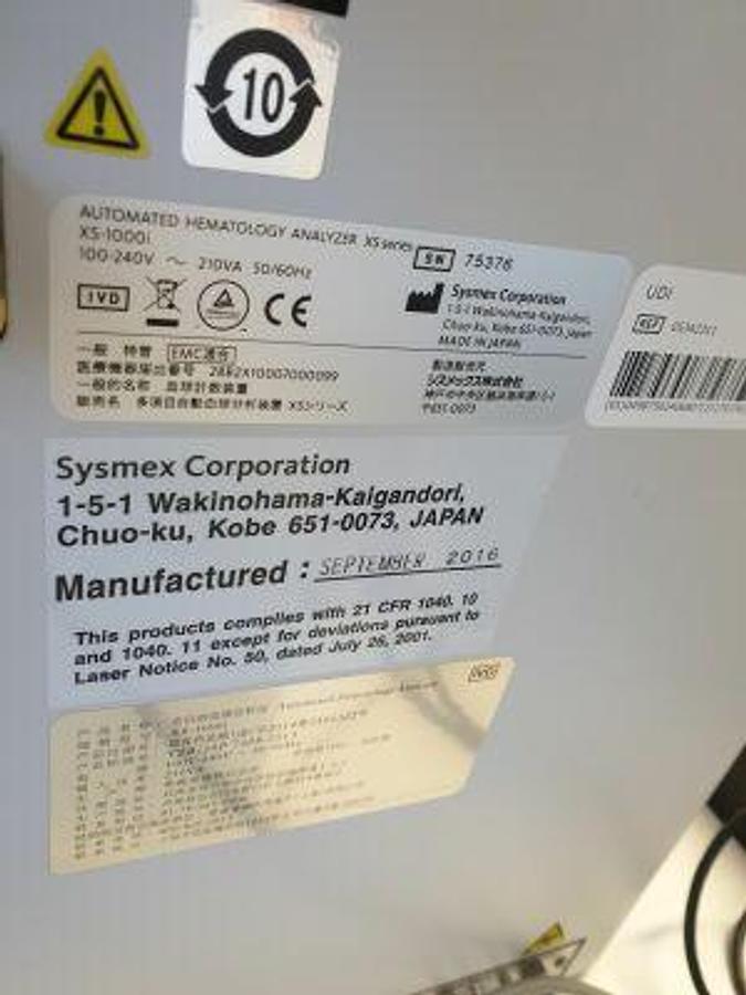 Used For Sale SYSMEX XS-1000i Hematology Analyzer