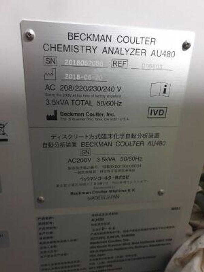 Used For Sale BECKMAN COULTER AU480 Chemistry Analyzer
