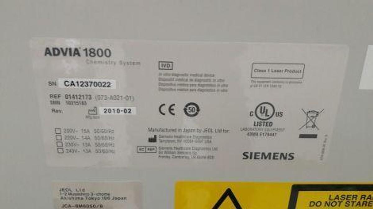 Used SIEMENS ADVIA 1800 Chemistry Analyzer