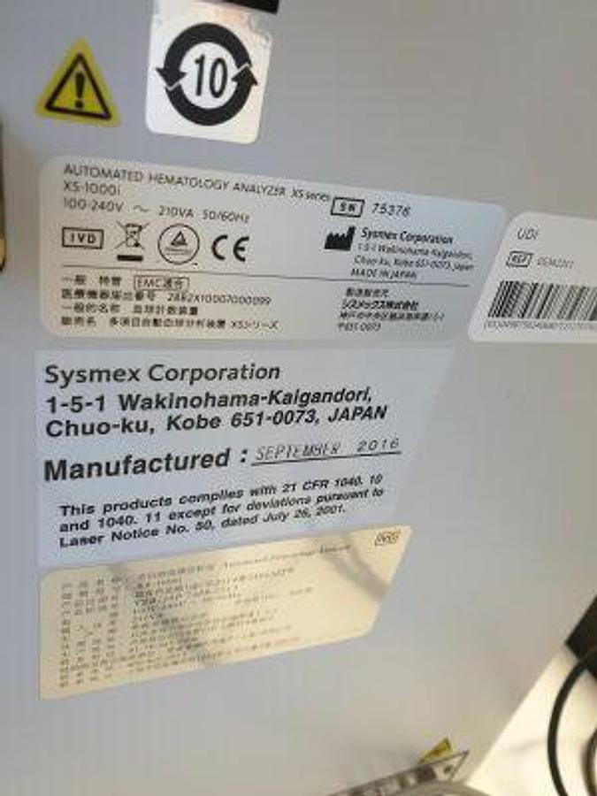Usado Analizador de hematología SYSMEX XS-1000i