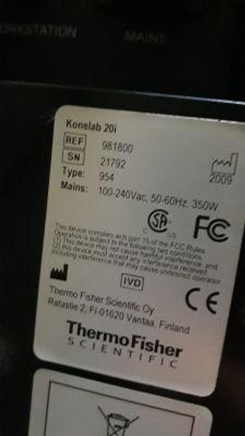 Used For Sale KONELAB 20i Chemistry Analyzer