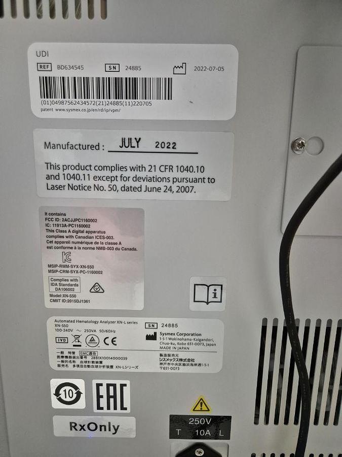 D'occasion Analyseur d'hématologie SYSMEX XN-550 & XN-530