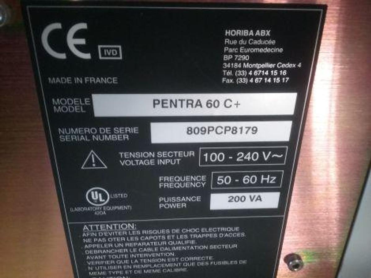 Usado En venta HORIBA ABX Pentra 60 C+ Hematology Analyzer