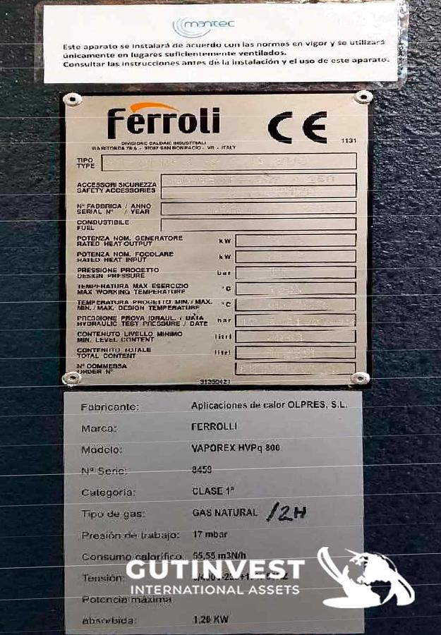 Used 1 - Steam boiler - 800kg/h for gas