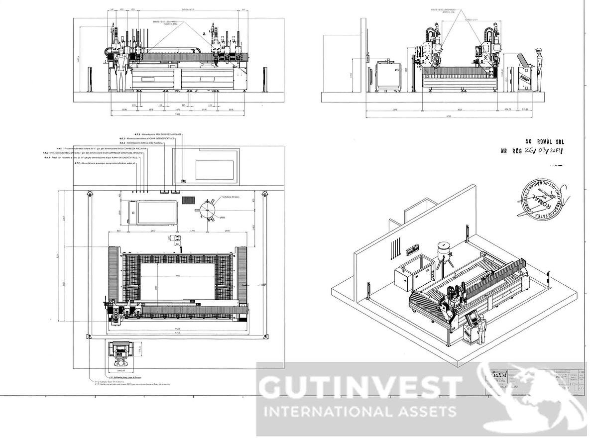 Used Waterjet Cutting Machine - 5 Axes - 3 Cutting Heads