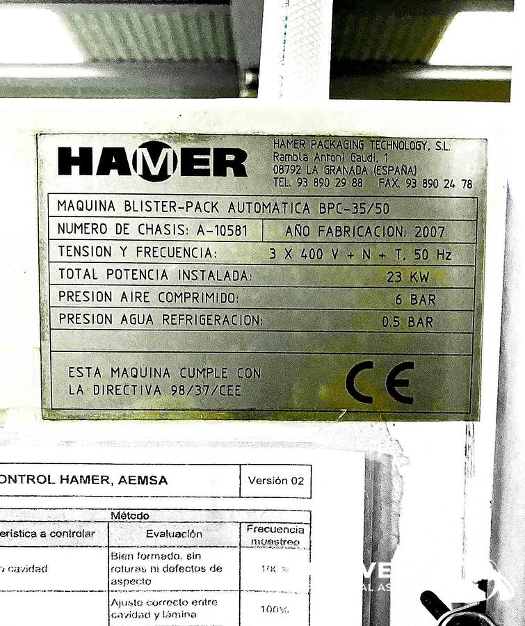 Usado 1 - Máquina envasadora blíster automática
