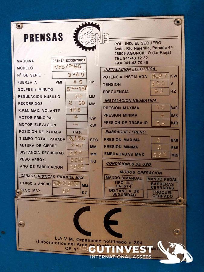 Used 1 - Eccentric press - 45Tn
