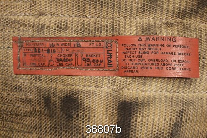 Used Liftex CC810 Sling, 18' Length, 10" Width, Basket 90000 #36807