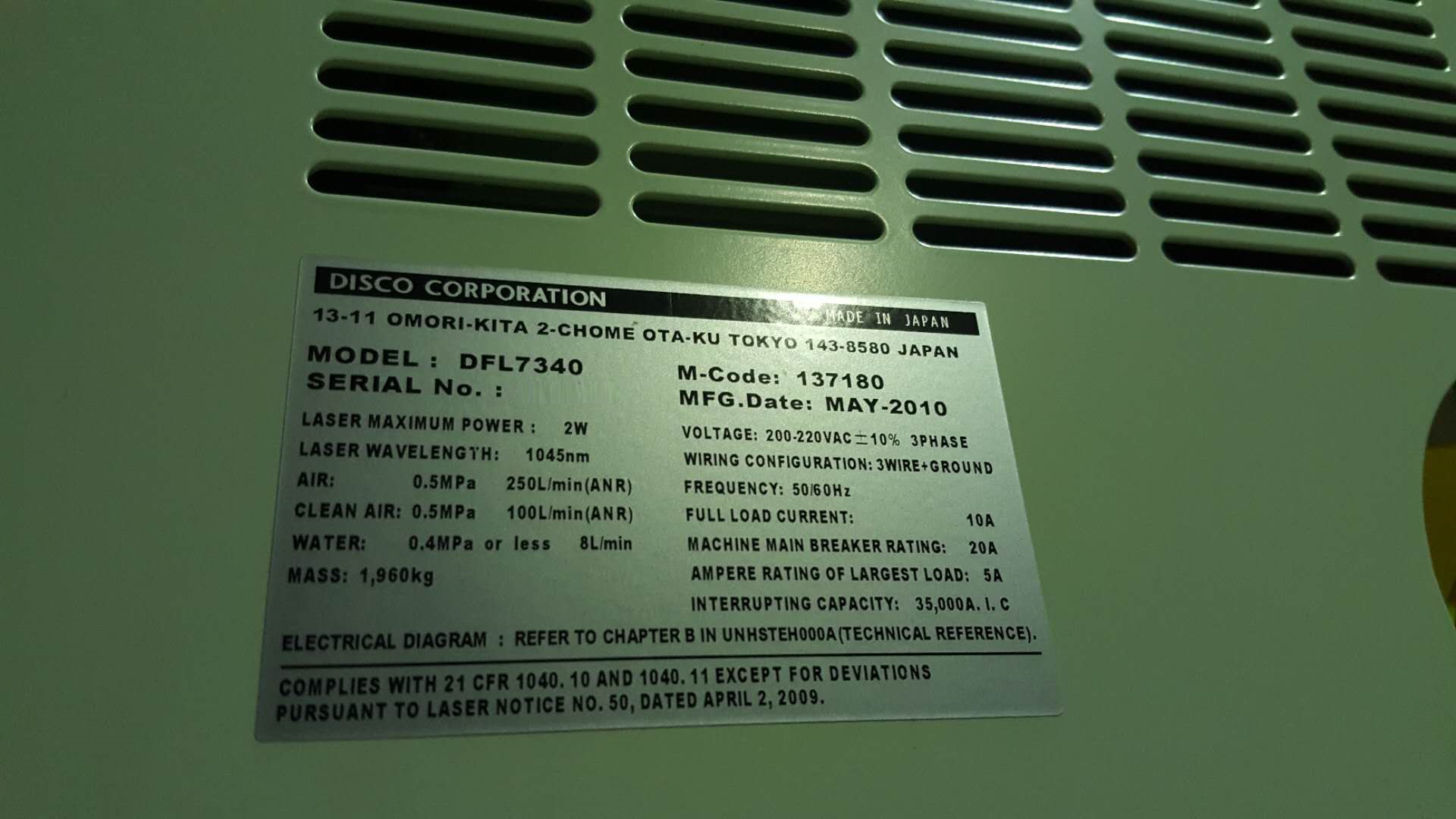 Used Disco DFL7340 Fully Automatic Laser Dicing Saw