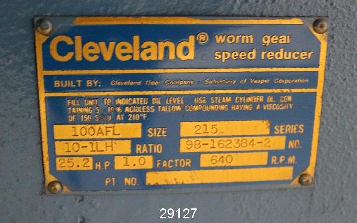 Used Cleveland 215 Worm Gear Speed Reducer #29127