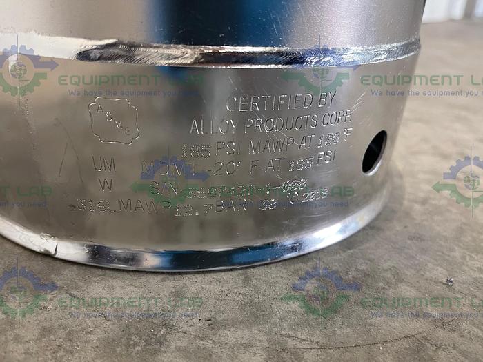Used Alloy Products  20L 316 Stainless Steel Pressure Vessel 185 PSI w/ 22" Dip Tube