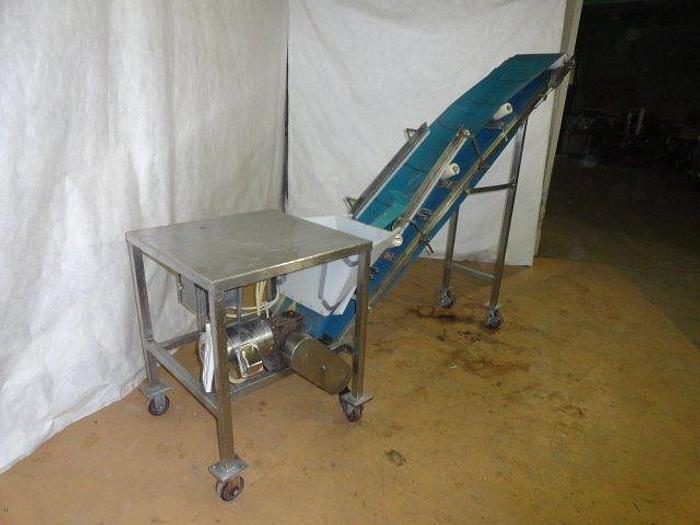 Used Stainless Steel Incline Conveyor, 12" x 6' long w/Inspection Table