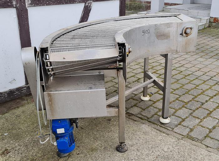 Used Nierdzewny przenośnik siatkowy, zakręt 90°