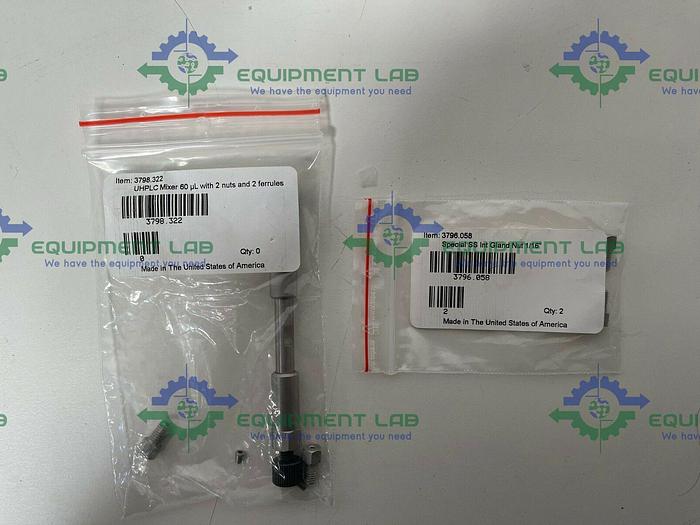 Used UHPLC Mixer 60 µL with 2 nuts and 2 ferrules w/ Special SS Int Gland Nut 1/16"